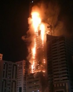 Sharjah 48-story high-rise Abbco Tower caught on fire